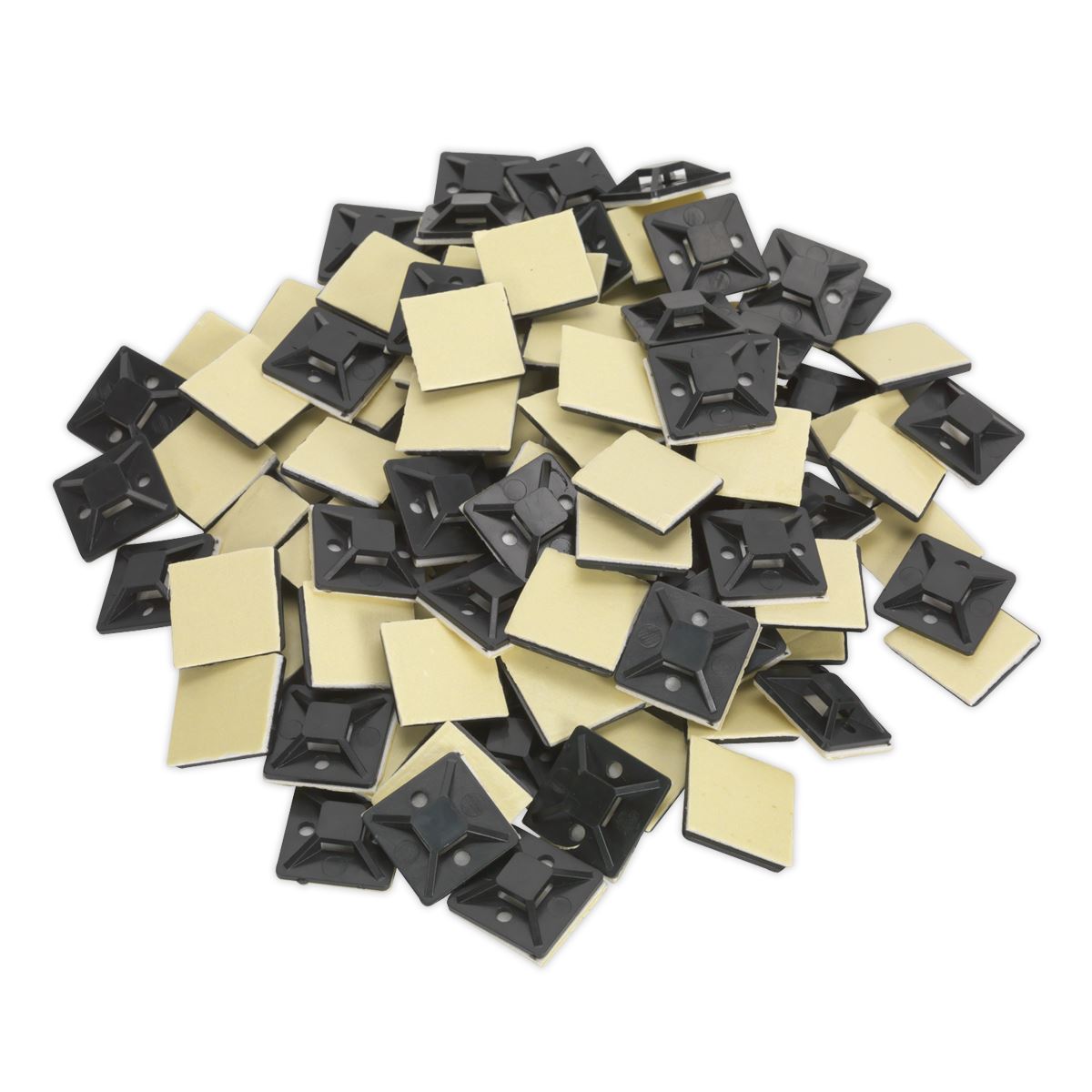Sealey CTM2525B Self-Adhesive Cable Tie Mount 25 x 25mm Black Pack of 100 Sealey