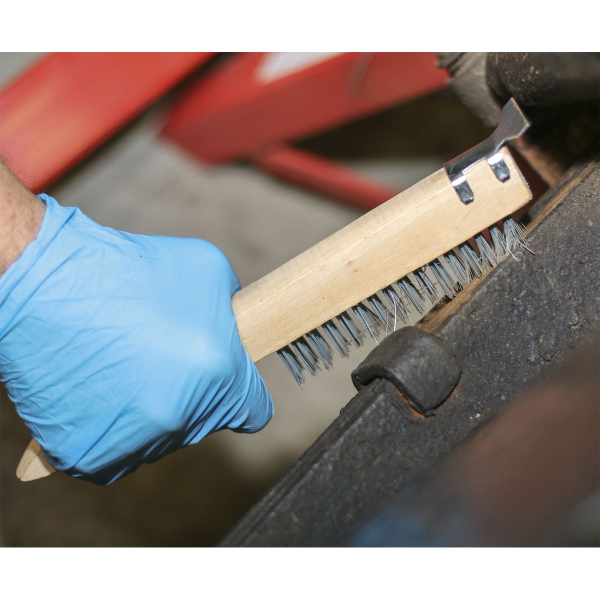 Sealey WB03 Wire Brush with Steel Fill & Scraper 260mm Sealey