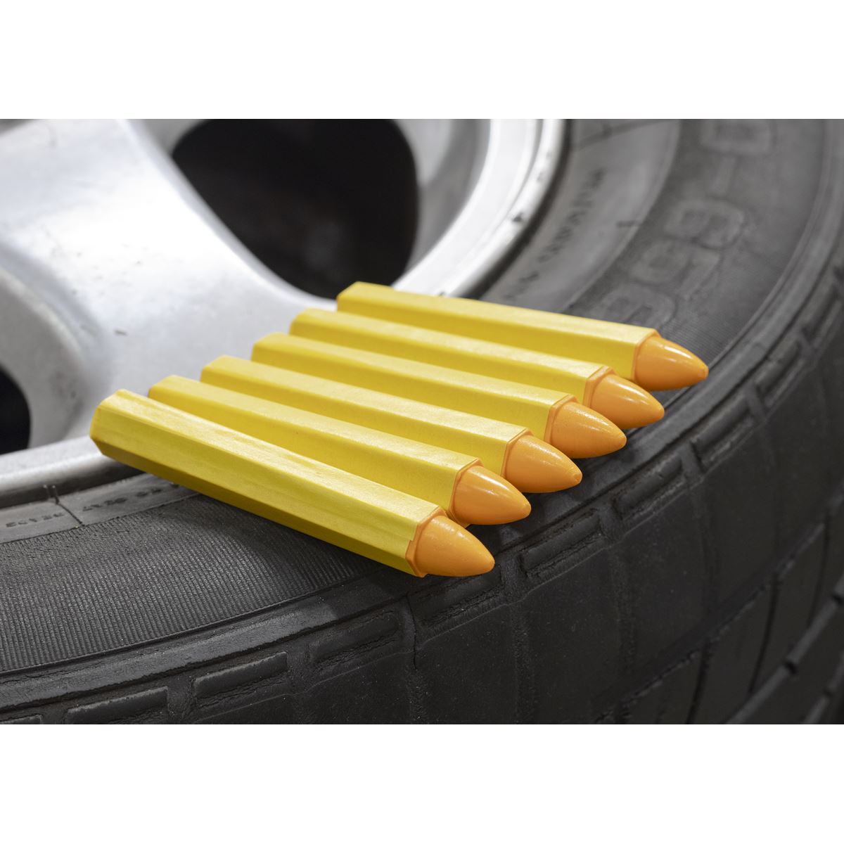 Sealey TST14 Tyre Marking Crayon - Yellow Pack of 6 Sealey