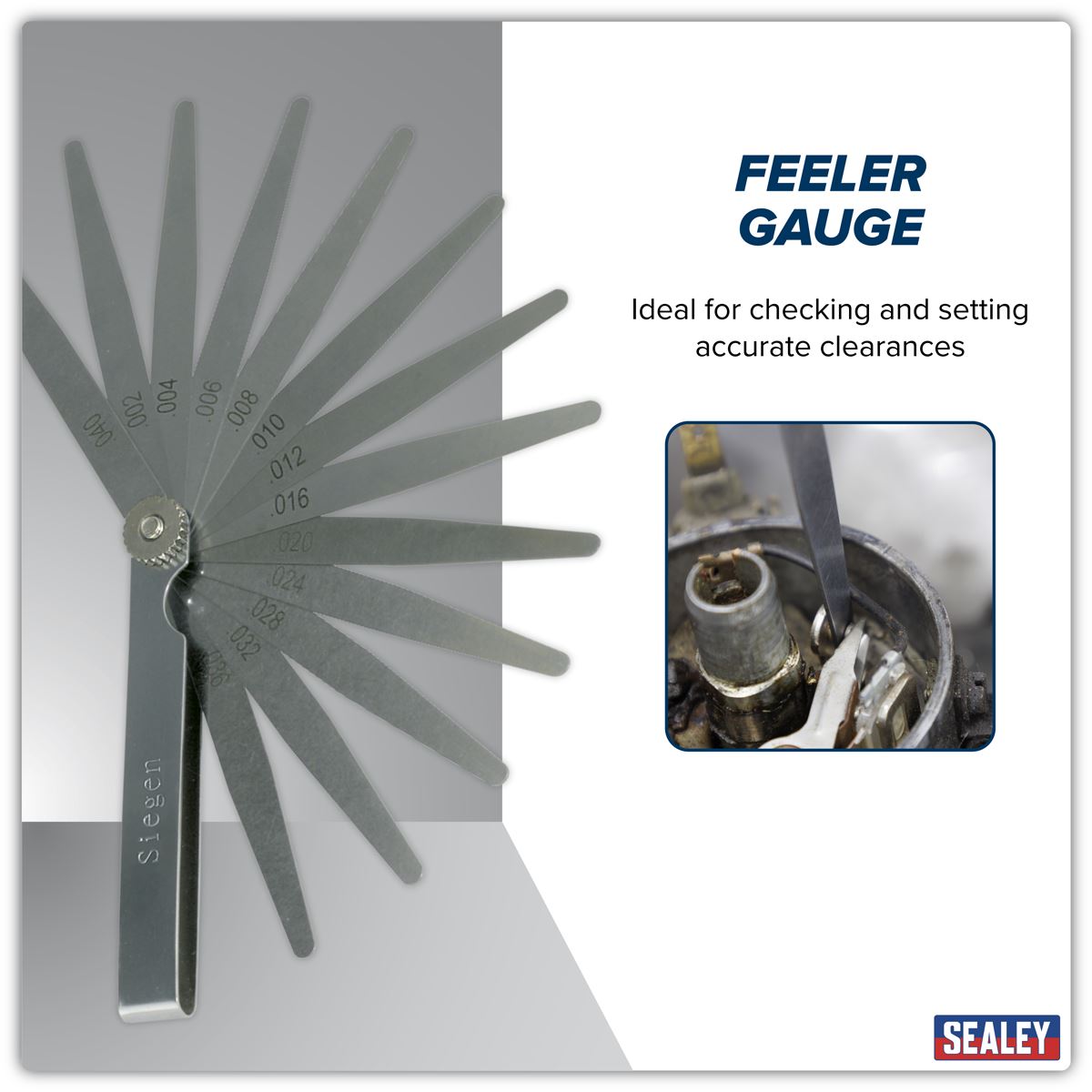 Siegen S0518 Feeler Gauge 13 Blade - Imperial Siegen