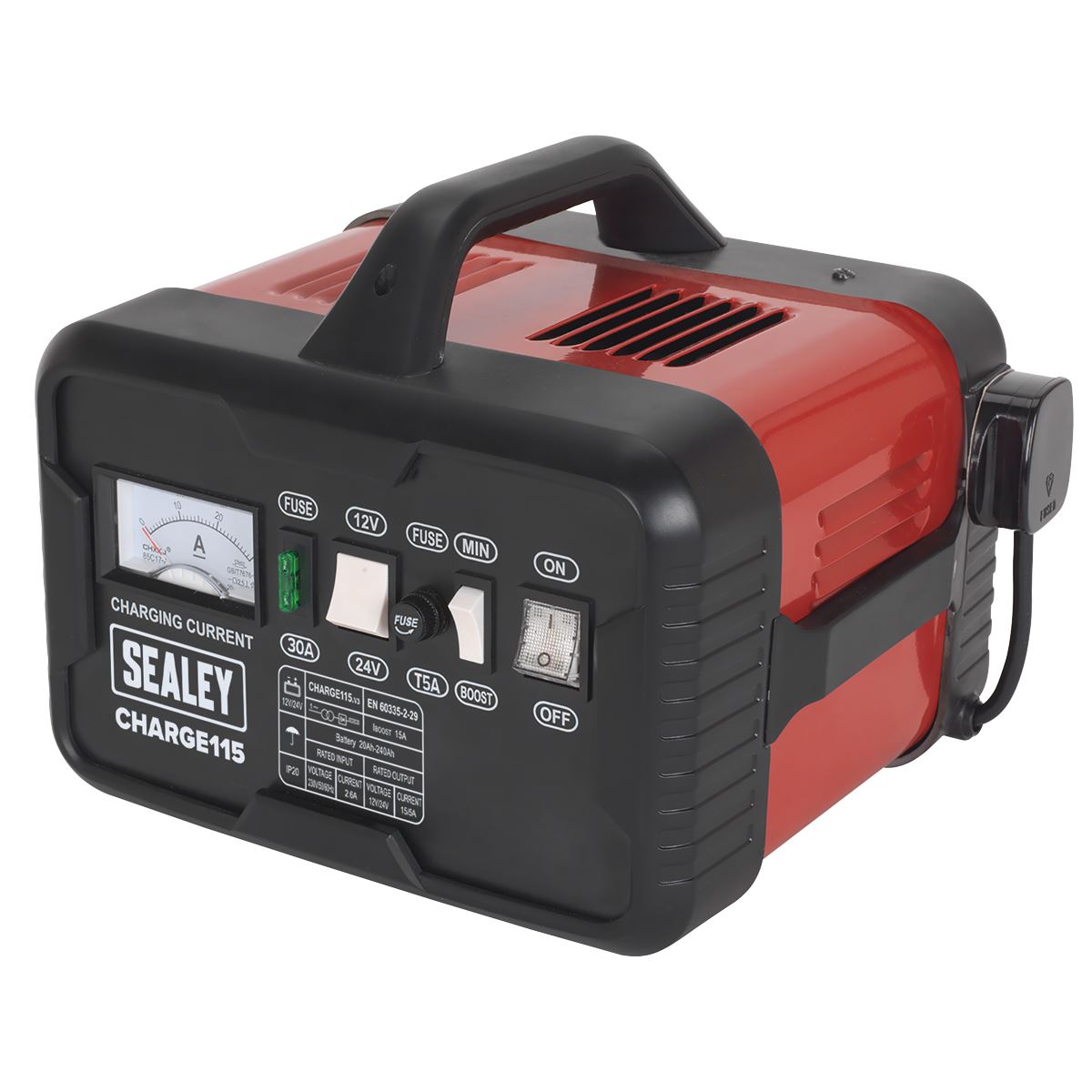 Sealey CHARGE115 Battery Charger 19A 12V/24V 230V Sealey