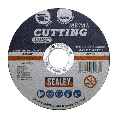 Sealey PTC/115CT Cutting Disc Ø115 x 1.6mm Ø22mm Bore Sealey