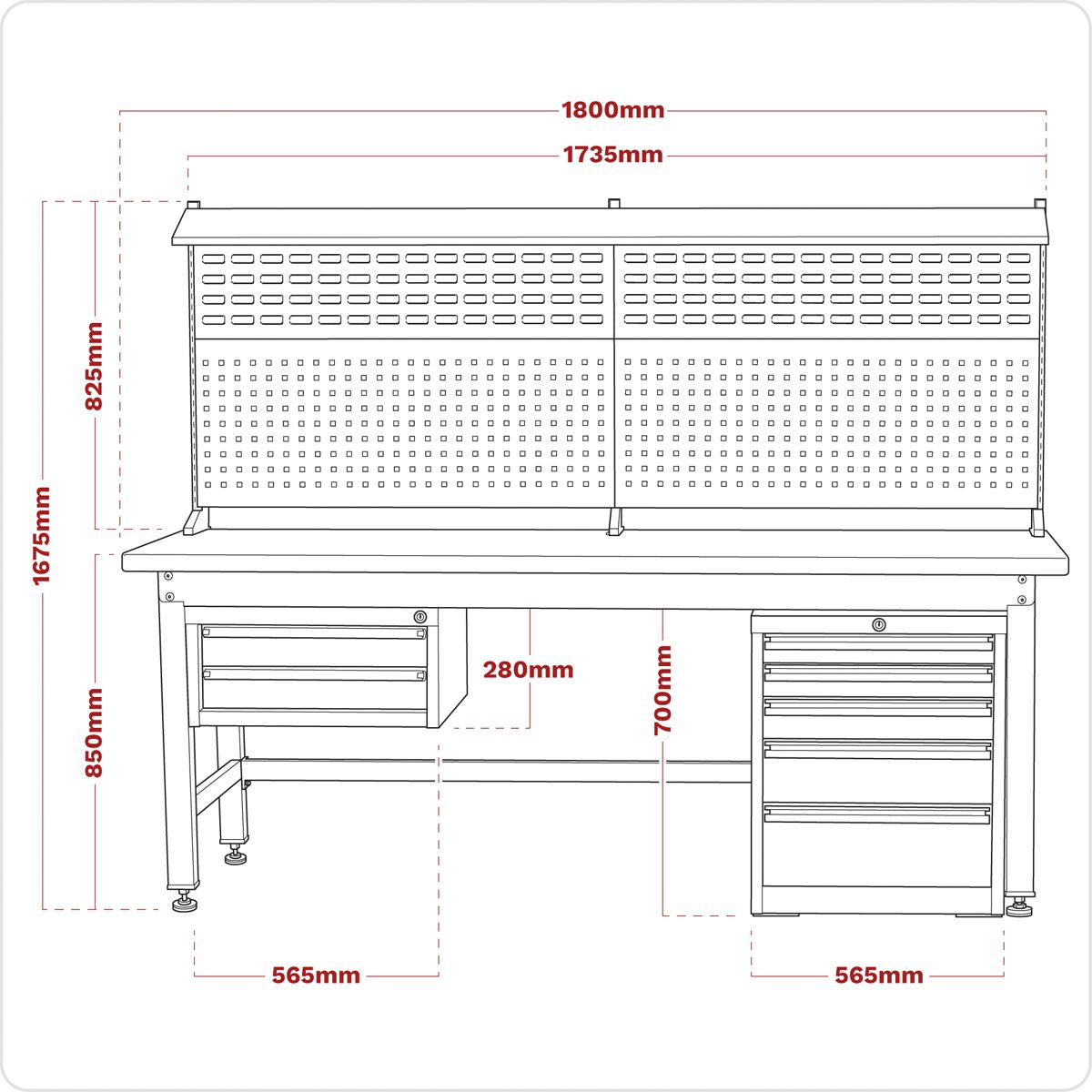 Sealey API1800COMB02 1.8m Complete Industrial Workstation & Cabinet Combo Sealey