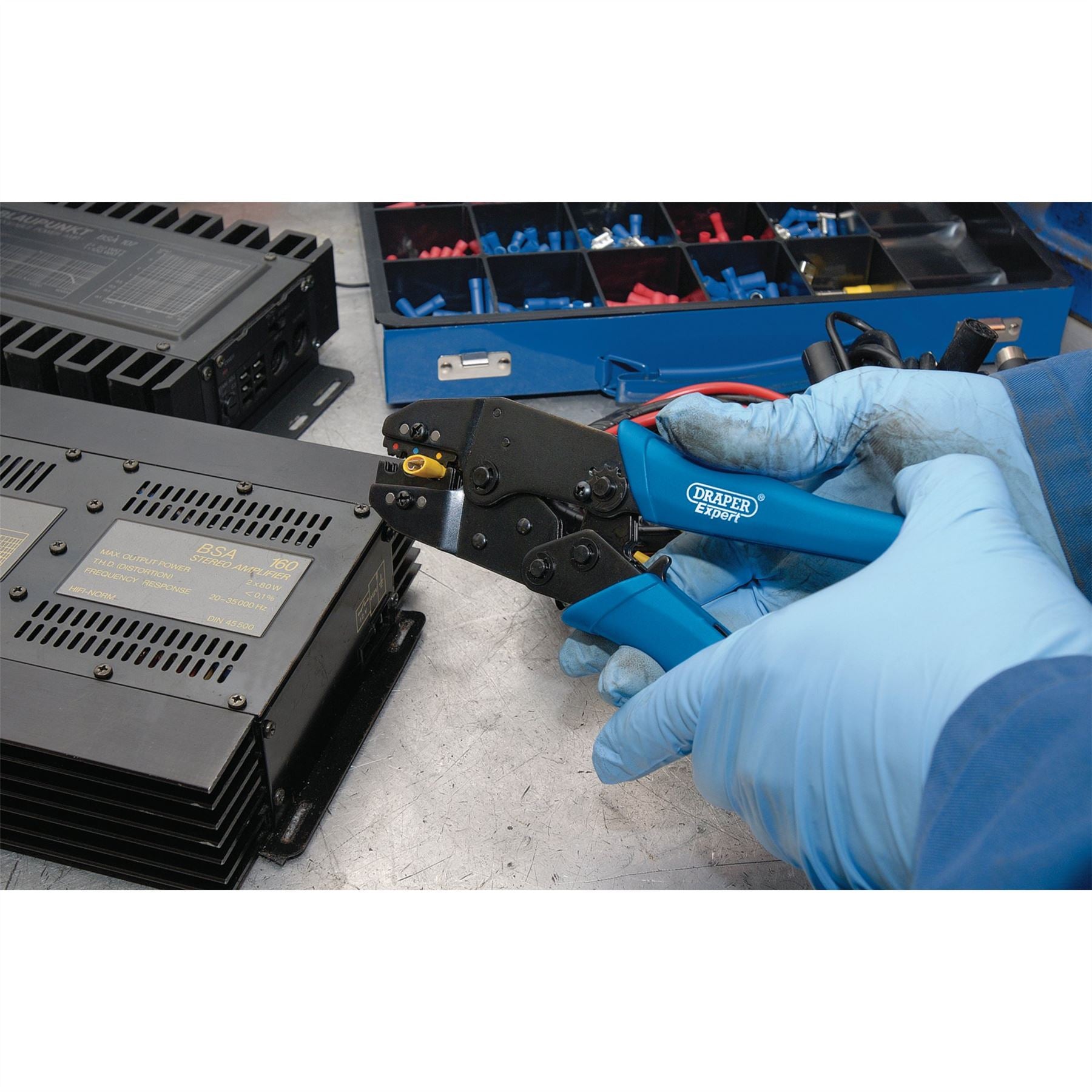 Draper 56383 Expert Ratchet Crimping Tool And Terminal Kit 220mm Draper