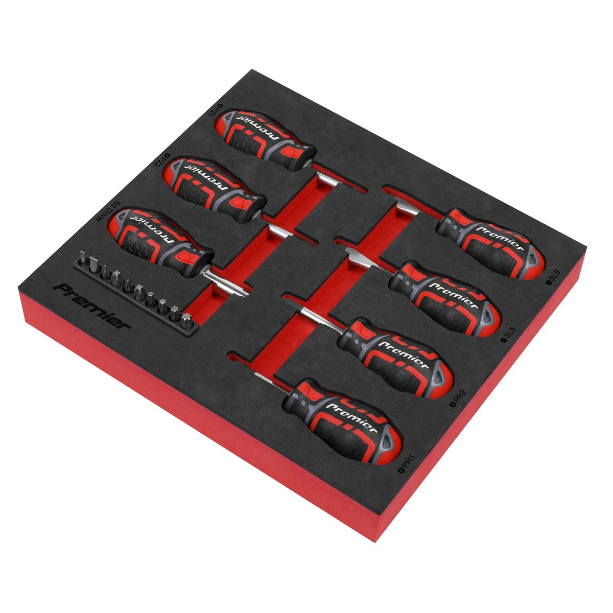 Sealey AK4371 Stubby Screwdriver Set 17pc GripMAX® Sealey