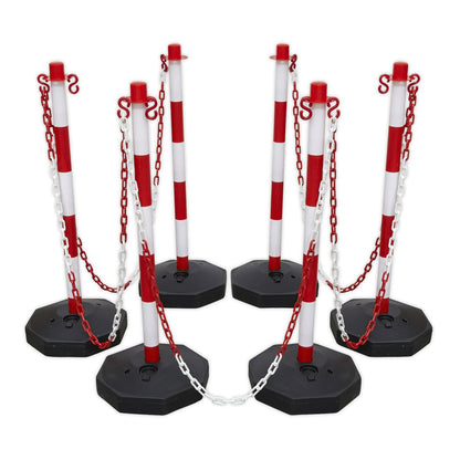 Sealey RWSBKIT Red/White Post & Chain Kit 25m Sealey