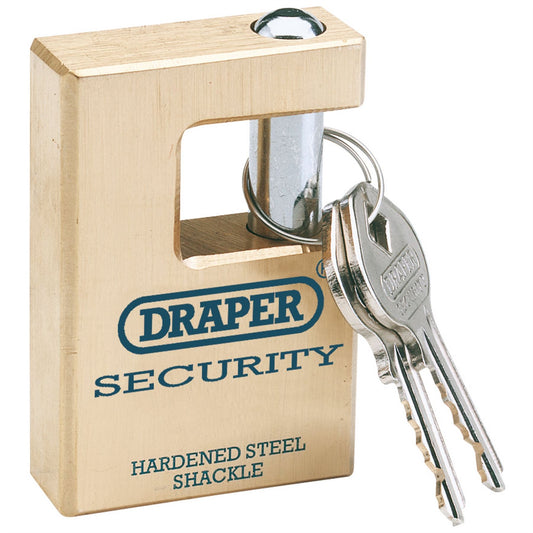 Draper 64201 Expert Close Shackle Solid Brass Padlock with Hardened Steel Shackle 2 Keys 63mm Draper