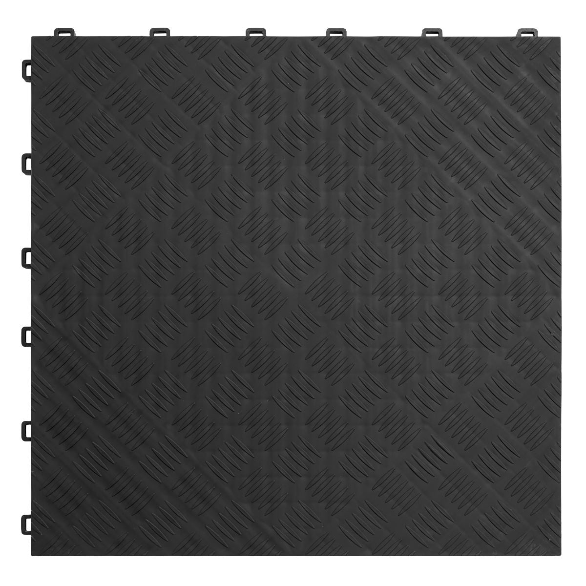 Sealey FT3B Polypropylene Floor Tile 400 x 400mm - Black Treadplate - Pack of 9 Sealey
