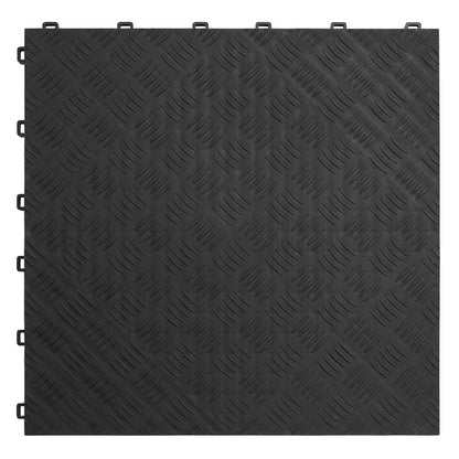 Sealey FT3B Polypropylene Floor Tile 400 x 400mm - Black Treadplate - Pack of 9 Sealey