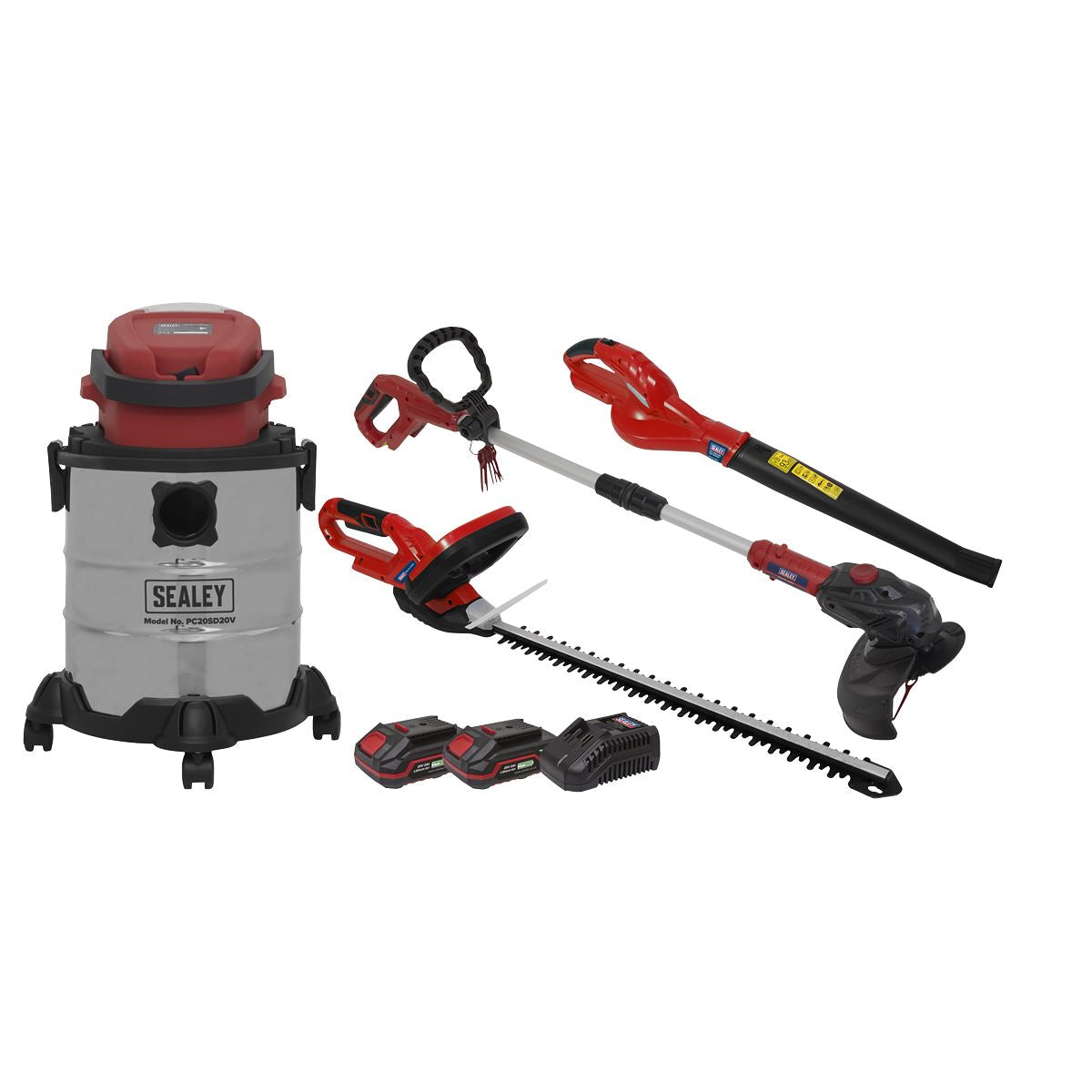 Sealey CP20VCOMBO3 4 x 20V SV20 Series Cordless Garden Power Tool Combo Kit - 2 Batteries Sealey