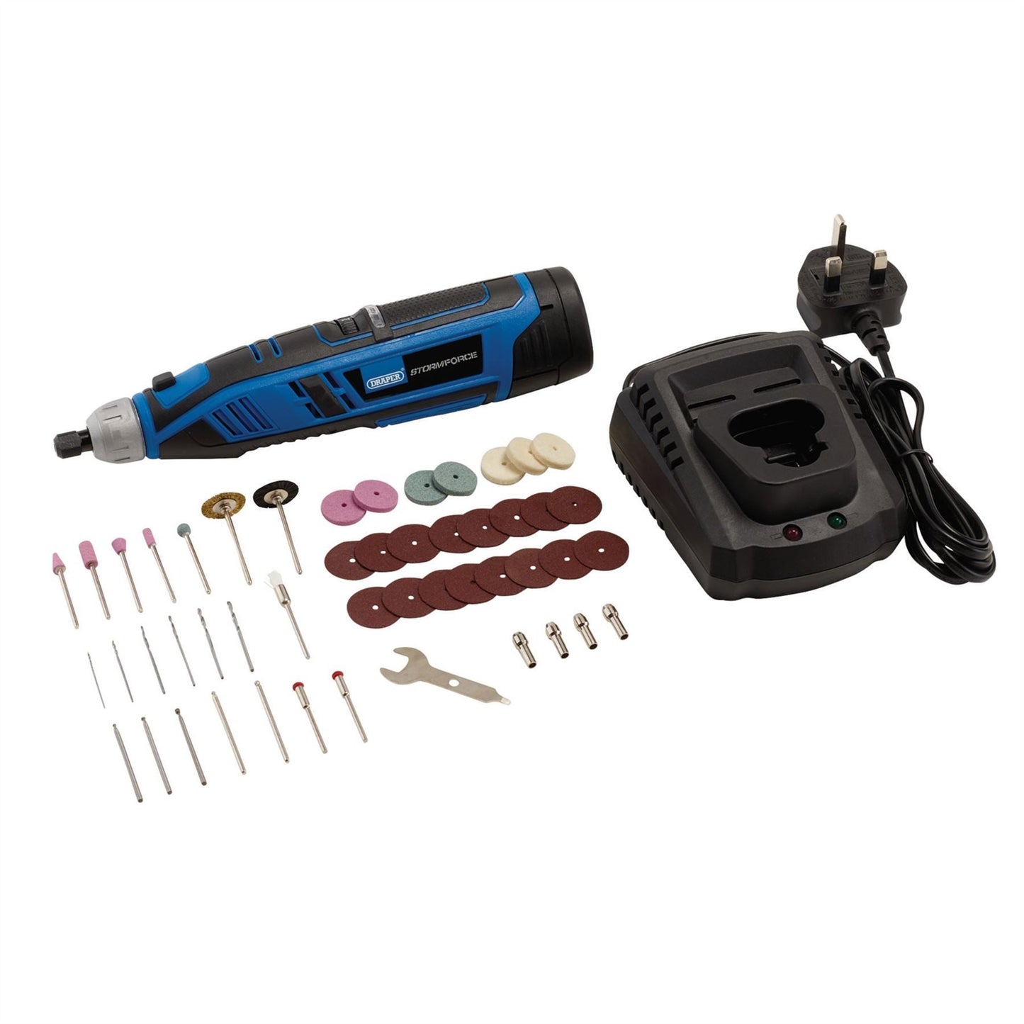 Draper 07849 Storm Force® 10.8V Power Interchange Rotary Multi-Tool Kit 1 x 1.5Ah Battery 1 x Fast Charger 50 Piece Draper