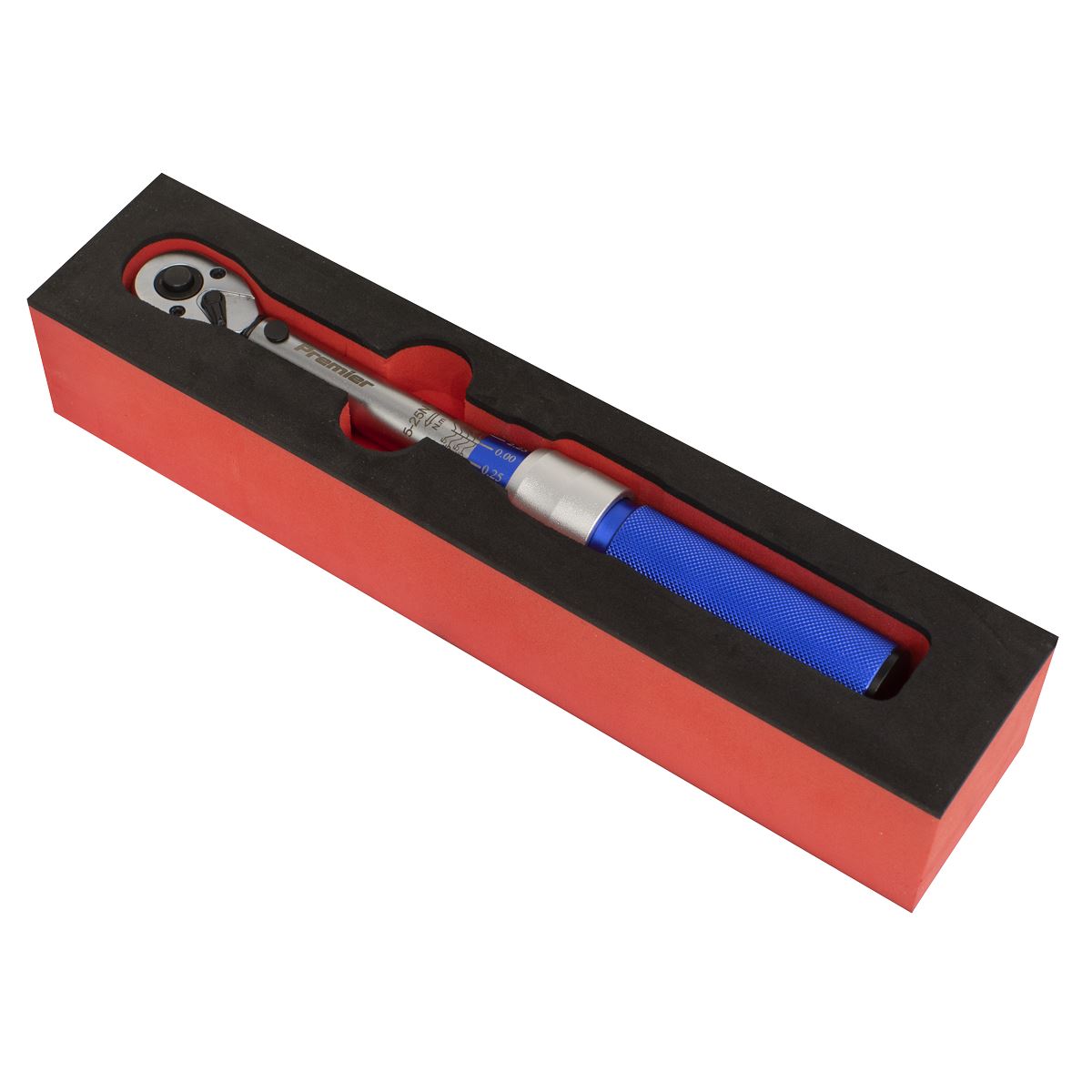 Sealey STW902 Torque Wrench Micrometer Style 3/8"Sq Drive 5-25Nm - Calibrated Sealey