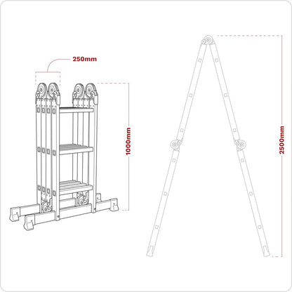 Sealey AFPL1 Aluminium Folding Platform Ladder 4-Way EN 131 Sealey
