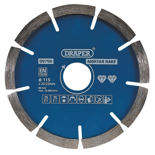 Draper 99796 Mortar Raking Diamond Blade 115mm Draper