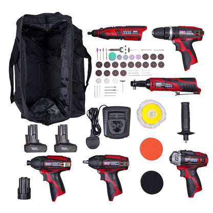 Sealey CP1200COMBO2B SV12 Series 6 x 12V Cordless Power Tool Kit - 3 Batteries Sealey
