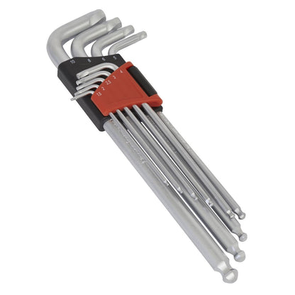 Sealey AK7180 Ball-End Hex Key Set 9pc Extra-Long Lock-On™ - Metric Sealey
