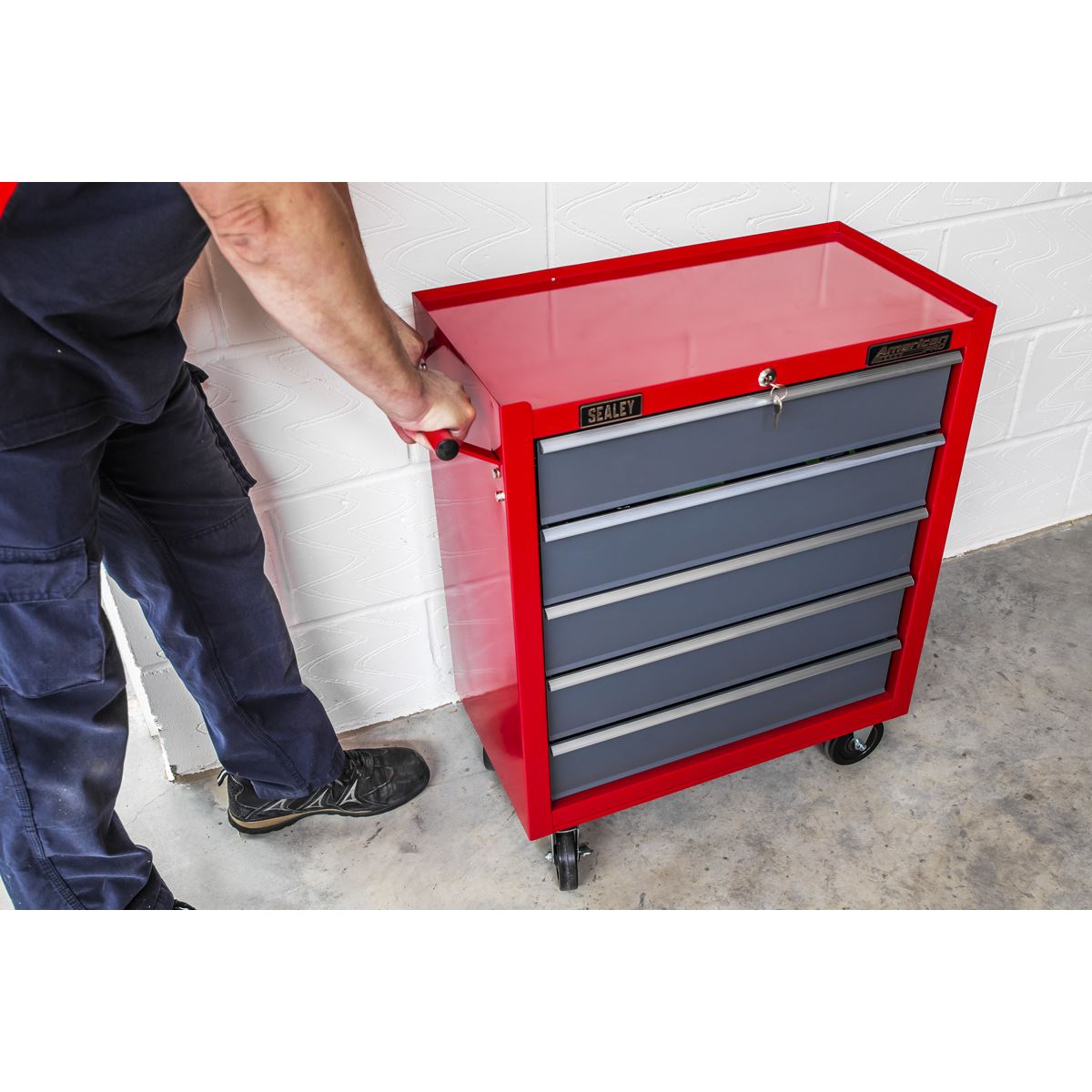 Sealey AP22505BB Rollcab 5 Drawer with Ball-Bearing Slides - Red/Grey Sealey