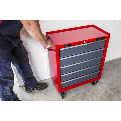 Sealey AP22505BB Rollcab 5 Drawer with Ball-Bearing Slides - Red/Grey Sealey