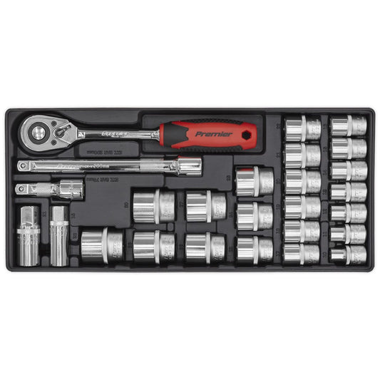 Sealey TBT35 Tool Tray with Socket Set 26pc 1/2"Sq Drive Sealey