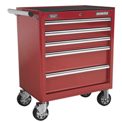Sealey APCOMBOBBTK55 Topchest & Rollcab Combination 10 Drawer with Ball-Bearing Slides - Red with 148pc Tool Kit Sealey
