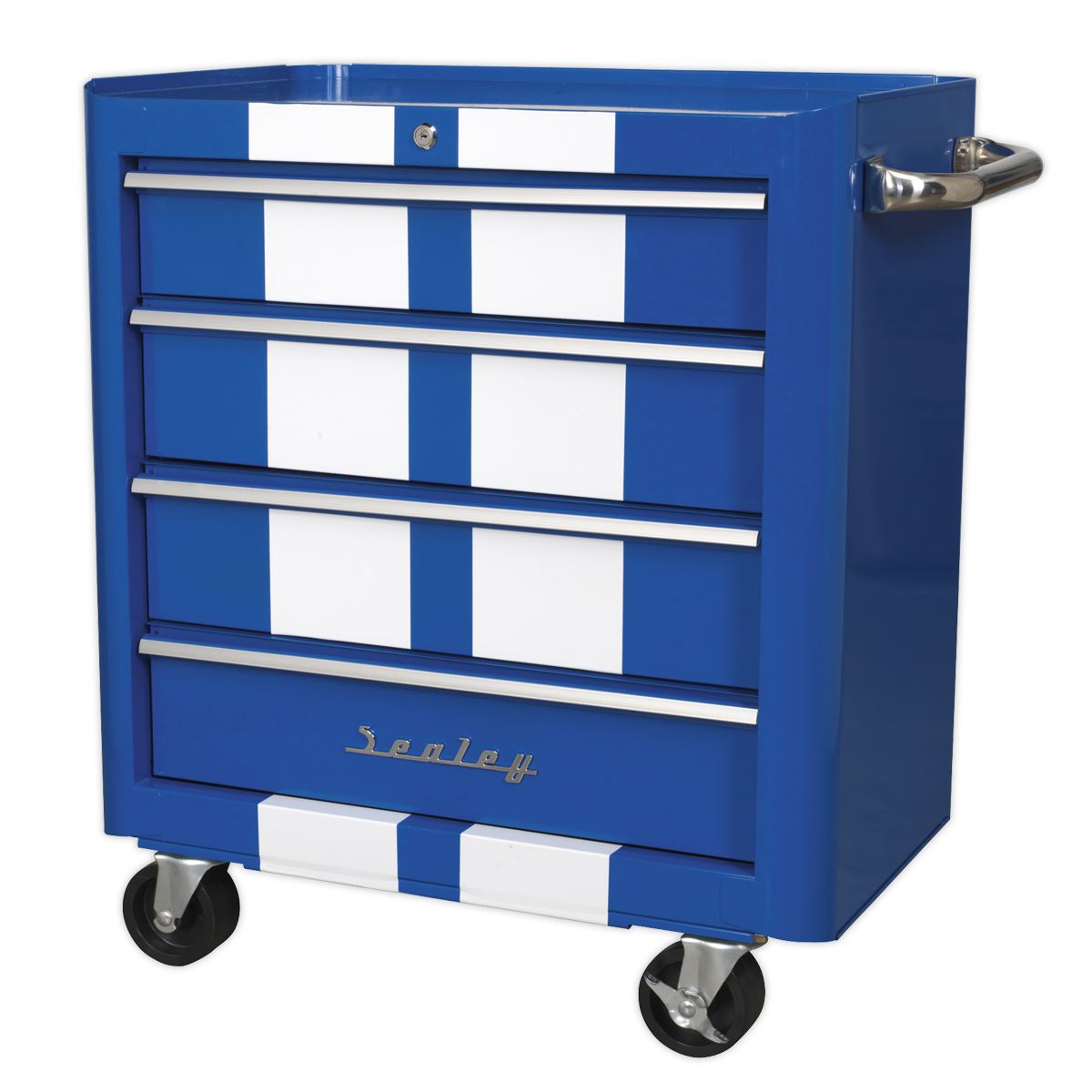 Sealey AP28204BWS Rollcab 4 Drawer Retro Style - Blue with White Stripes Sealey