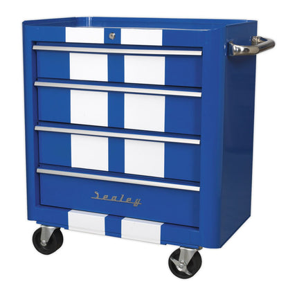 Sealey AP28204BWS Rollcab 4 Drawer Retro Style - Blue with White Stripes Sealey