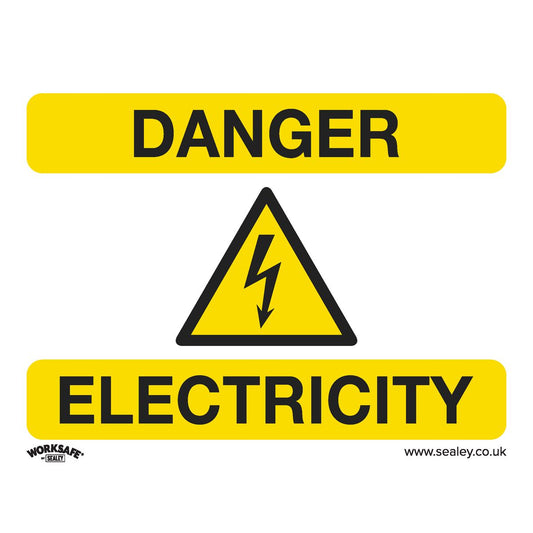Sealey SS41P10 Warning Safety Sign - Danger Electricity - Rigid Plastic - Pack of 10 Sealey