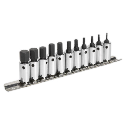 Sealey AK62251 Hex Socket Bit Set 11pc 1/4"Sq Drive Metric Sealey