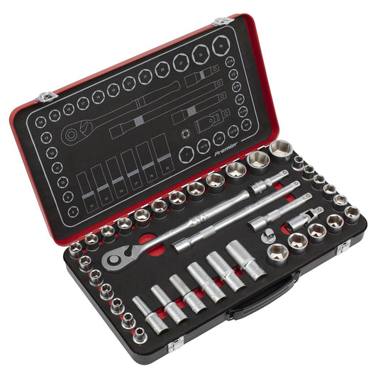 Sealey AK7925 Socket Set 1/2"Sq Drive 40pc - Metric/Imperial - Premier Platinum Sealey