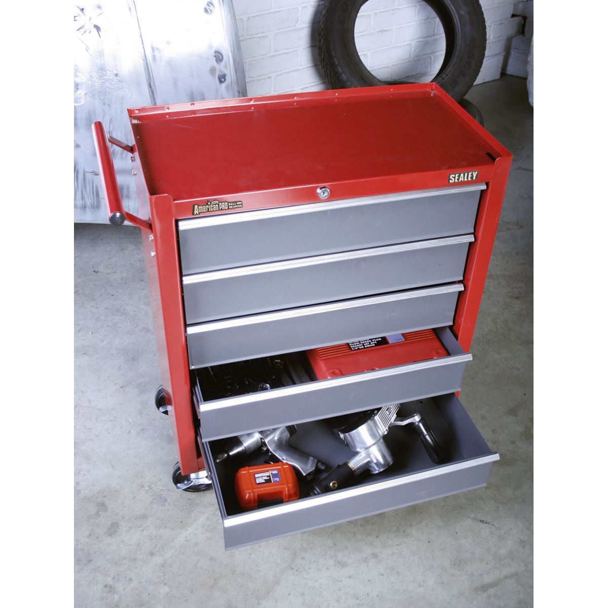 Sealey AP22505BB Rollcab 5 Drawer with Ball-Bearing Slides - Red/Grey Sealey