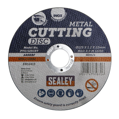 Sealey PTC/125CET Cutting Disc Ø125 x 1.2mm Ø22mm Bore Sealey