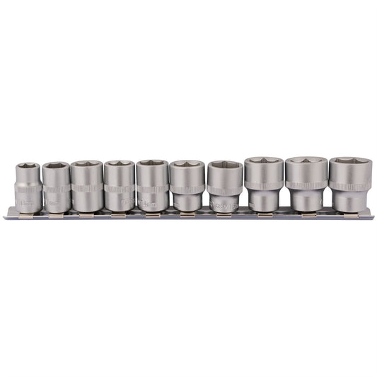 Draper 16400 Socket Set on Metal Rail 3/8" Sq. Dr. 10 Piece Draper