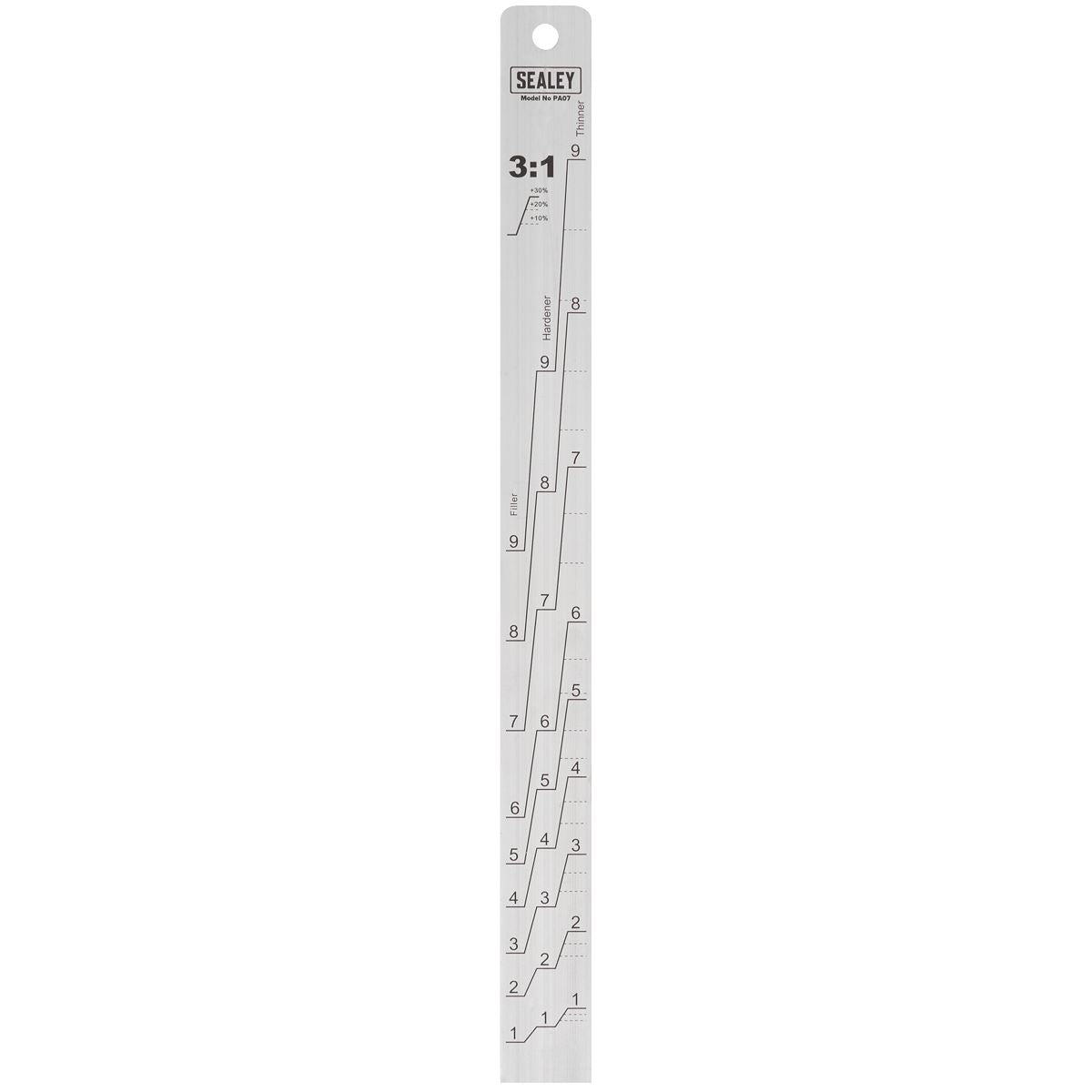 Sealey PA07 Aluminium Paint Measuring Stick 1:1/3:1 Sealey