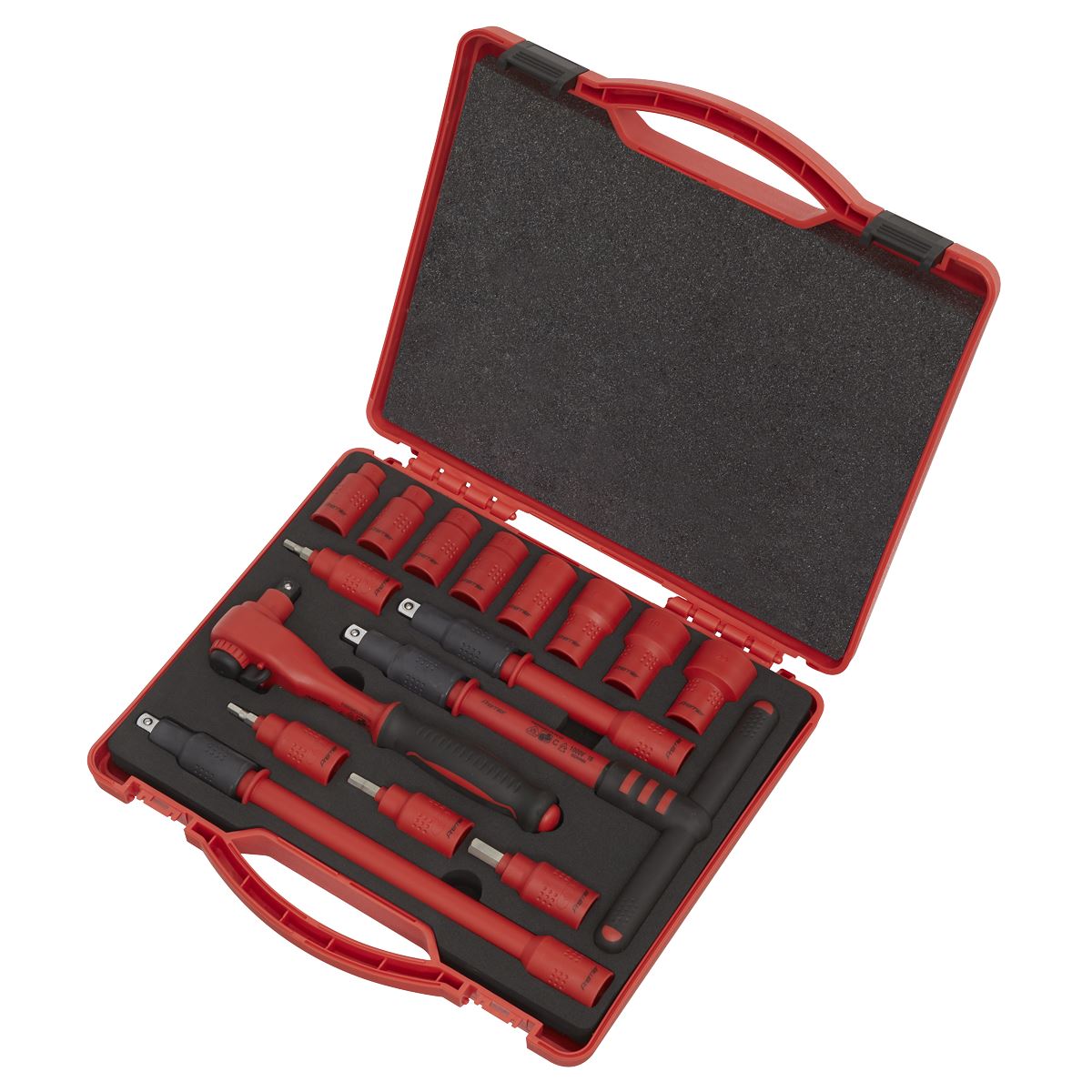 Sealey AK7940 Insulated Socket Set 16pc 3/8"Sq Drive 6pt WallDrive® VDE Approved Sealey