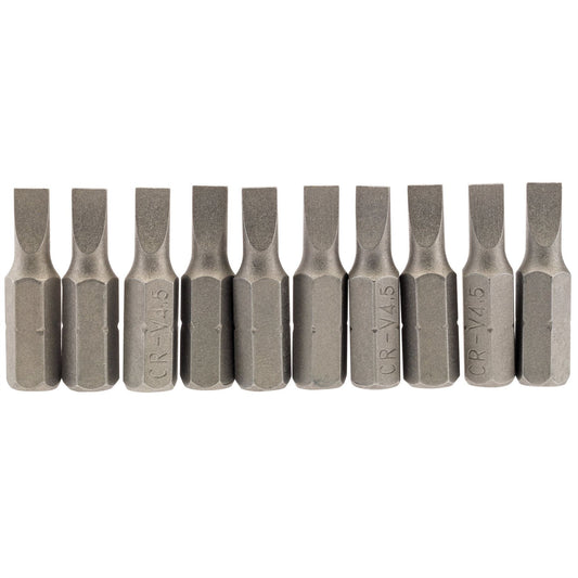 Draper 64027 Plain Slot Insert Bit 4.5mm 1/4" Hex 25mm Long Pack of 10 Draper