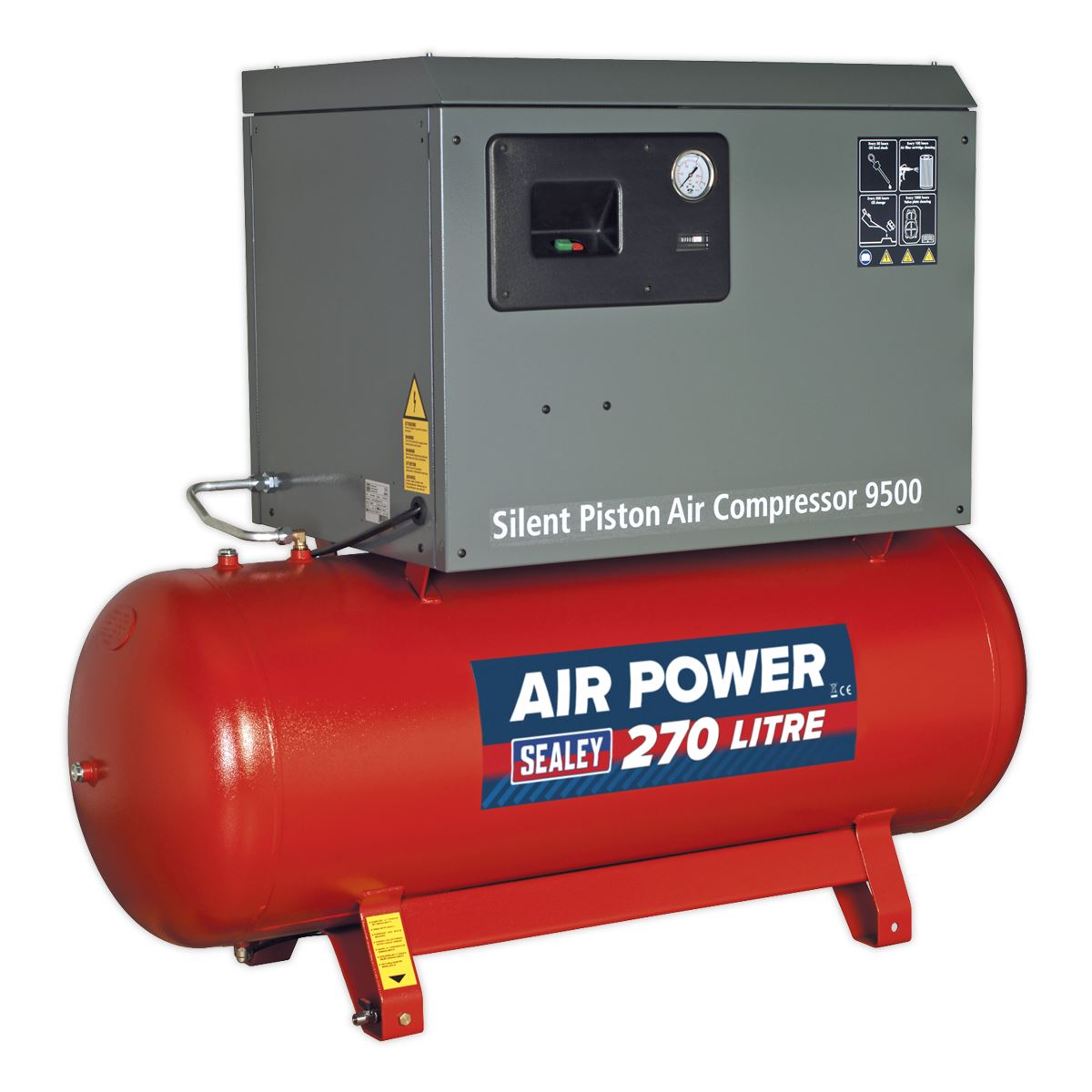 Sealey SAC72775BLN Compressor 270L Belt Drive 7.5hp 3ph 2-Stage with Cast Cylinders Low Noise Sealey