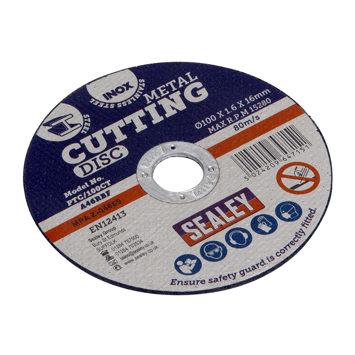 Sealey PTC/100CT Cutting Disc Ø100 x 1.6mm Ø16mm Bore Sealey