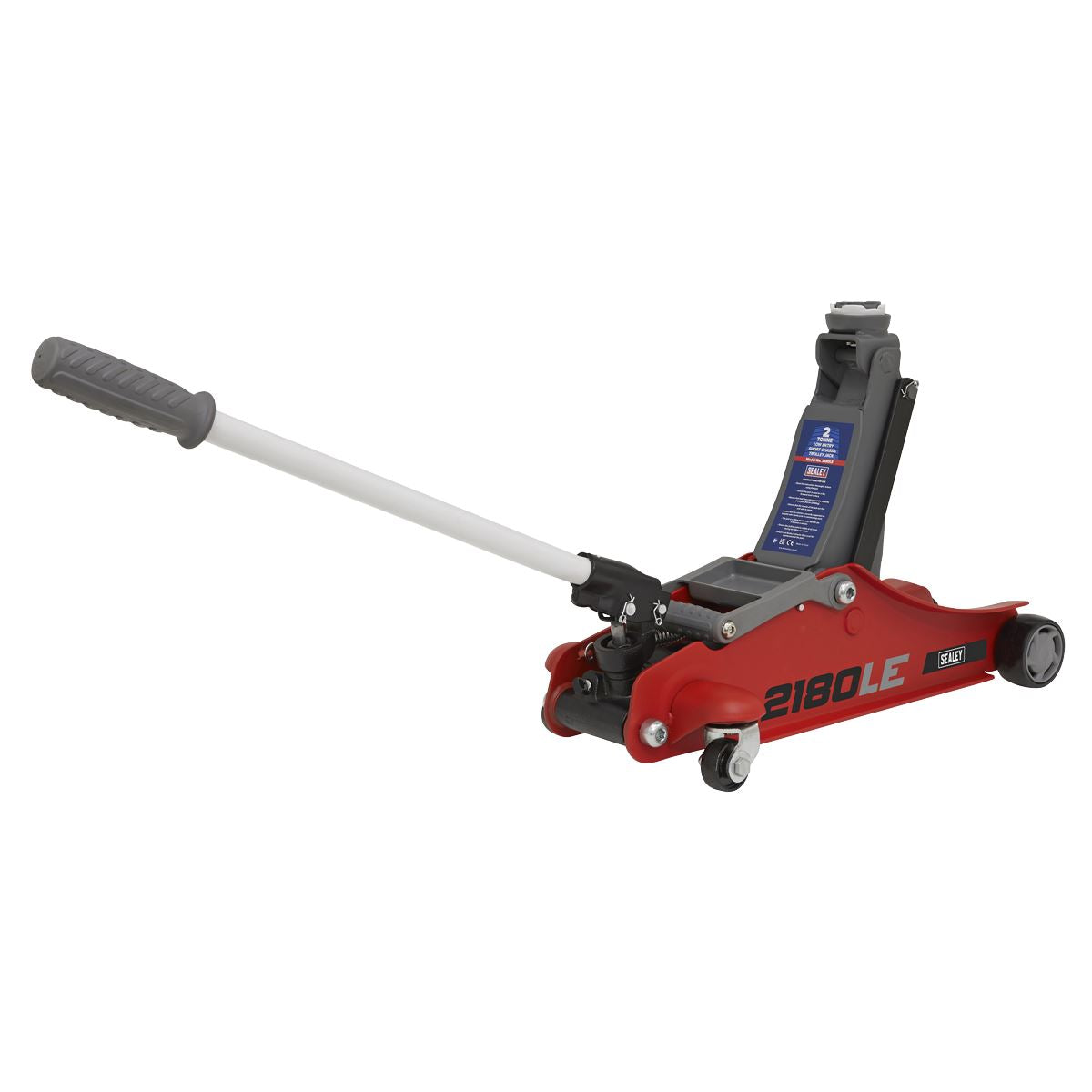 Sealey 2180LE 180° Handle Low Profile Short Chassis Trolley Jack 2 Tonne - Red Sealey