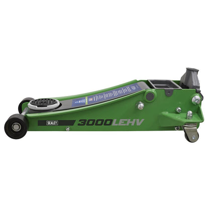 Sealey 3000LEHV Low Profile Trolley Jack with Rocket Lift 3 Tonne - Green Sealey