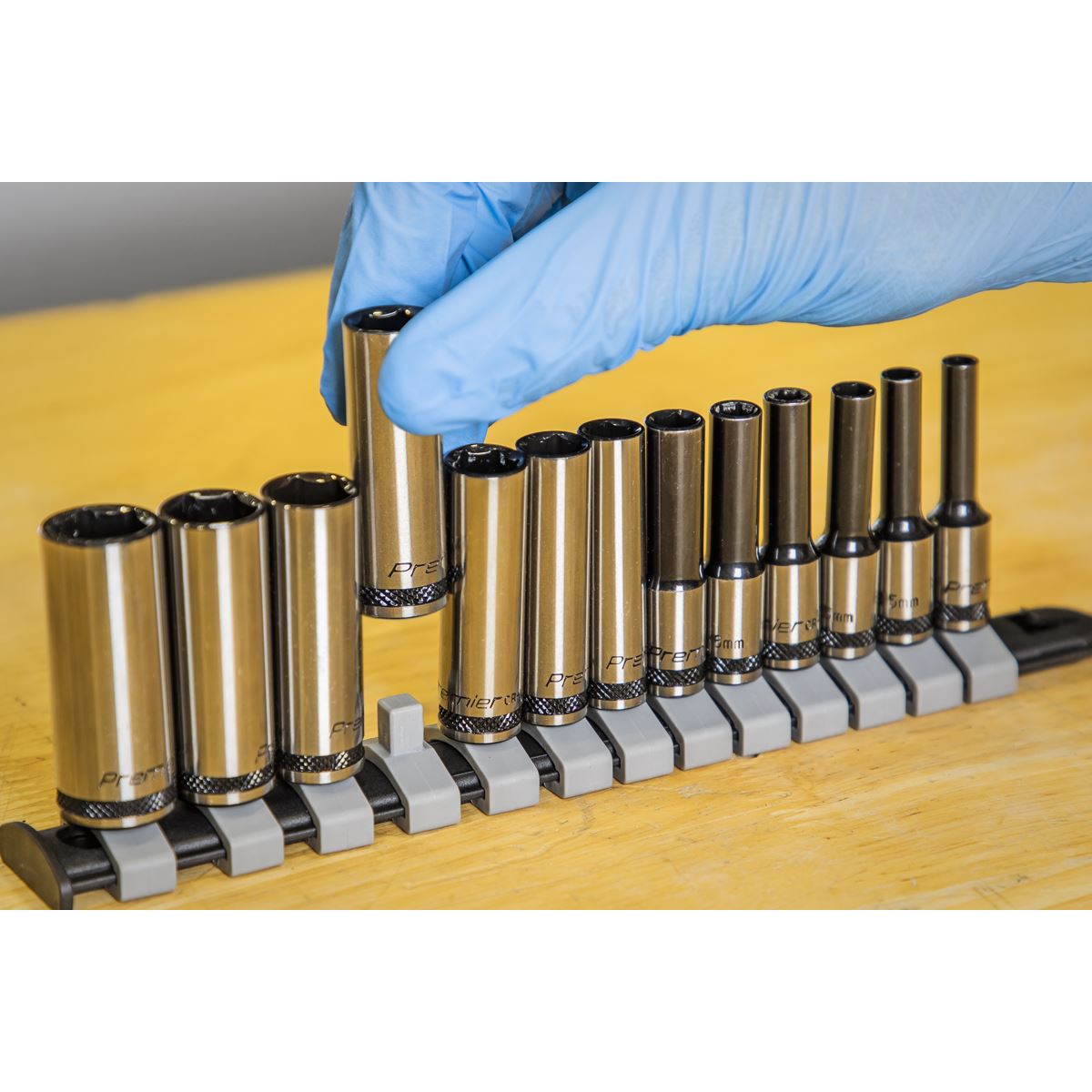 Sealey AK7991 Socket Set Deep 13pc 1/4"Sq Drive Metric - Premier Black Sealey