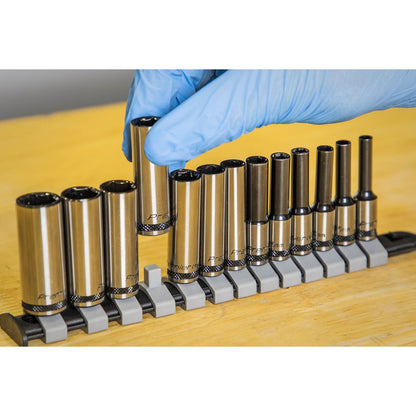 Sealey AK7991 Socket Set Deep 13pc 1/4"Sq Drive Metric - Premier Black Sealey