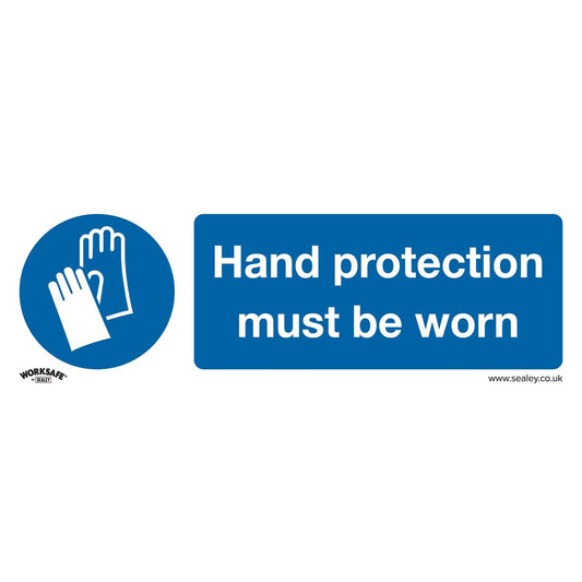 Sealey SS6V1 Mandatory Safety Sign - Hand Protection Must Be Worn - Self-Adhesive Vinyl Sealey