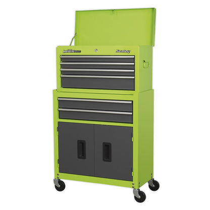 Sealey AP2200BBHV Topchest & Rollcab Combination 6 Drawer with Ball-Bearing Slides - Green/Grey Sealey