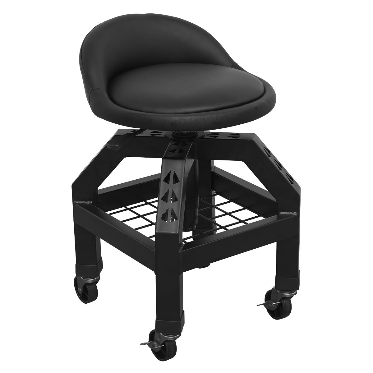 Sealey SCR03B Premier Industrial Pneumatic Creeper Stool with Adjustable Height Swivel Seat & Back Rest Sealey