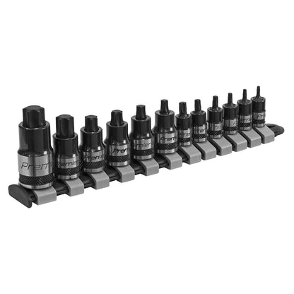 Sealey AK6228B TRX-Star* Socket Bit Set 12pc Stubby 1/4" 3/8" & 1/2"Sq Drive Black Series Sealey