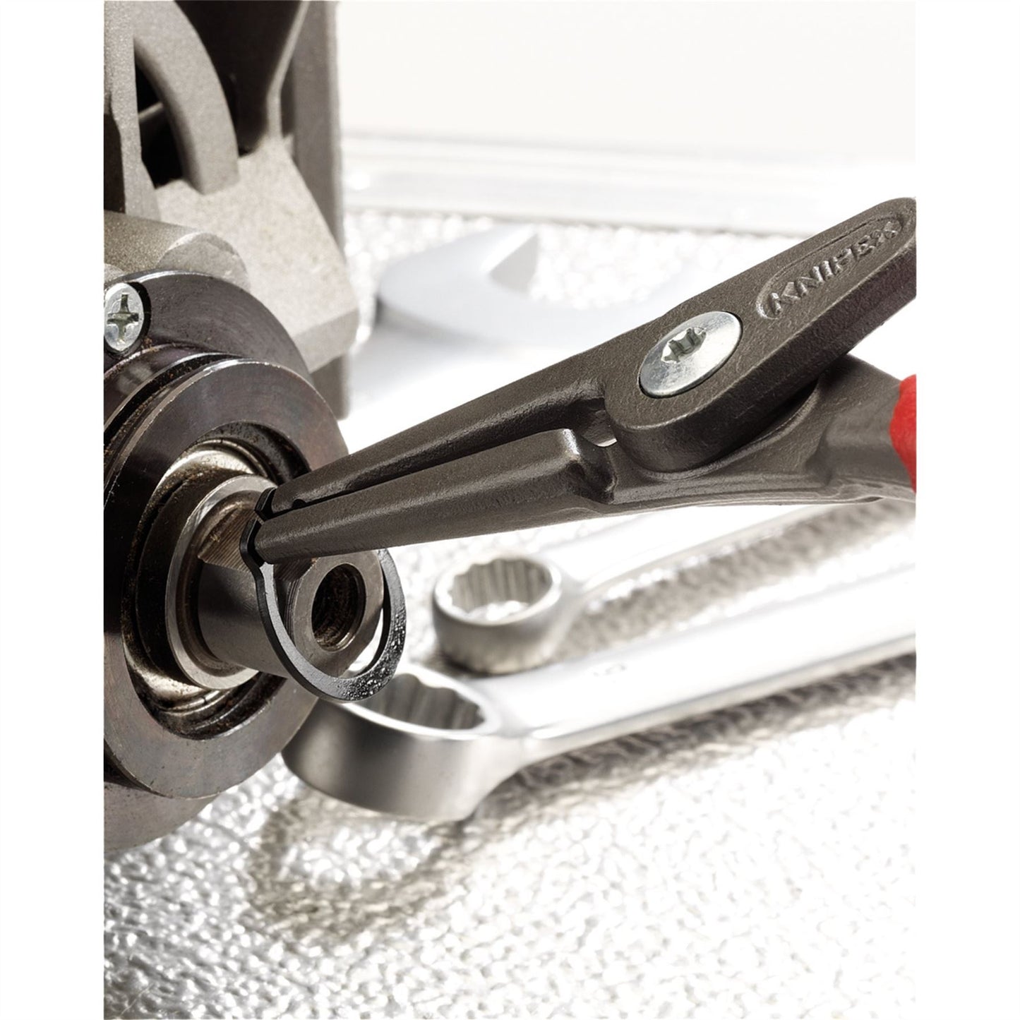 Knipex 75091 49 11 A3 SB Precision Circlip Pliers for external circlips on shafts with non-slip plastic coating grey atramentized 225mm Knipex