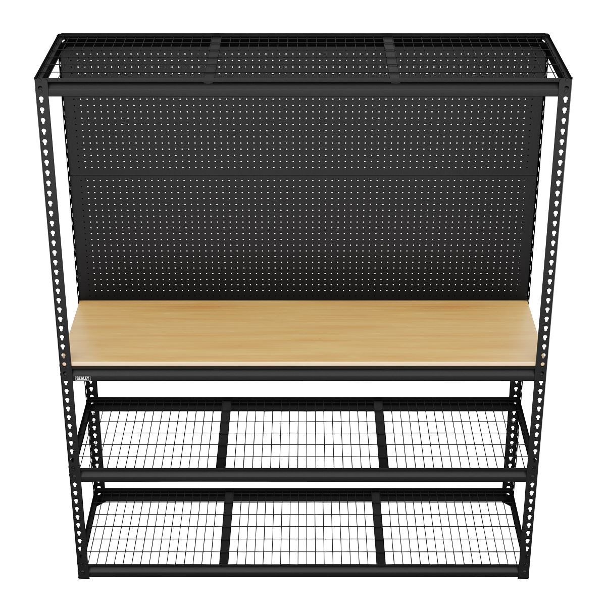 Sealey APMWB1 Heavy-Duty Modular Workbench with Racking & Pegboard 300kg Capacity Per Level 1820mm Sealey