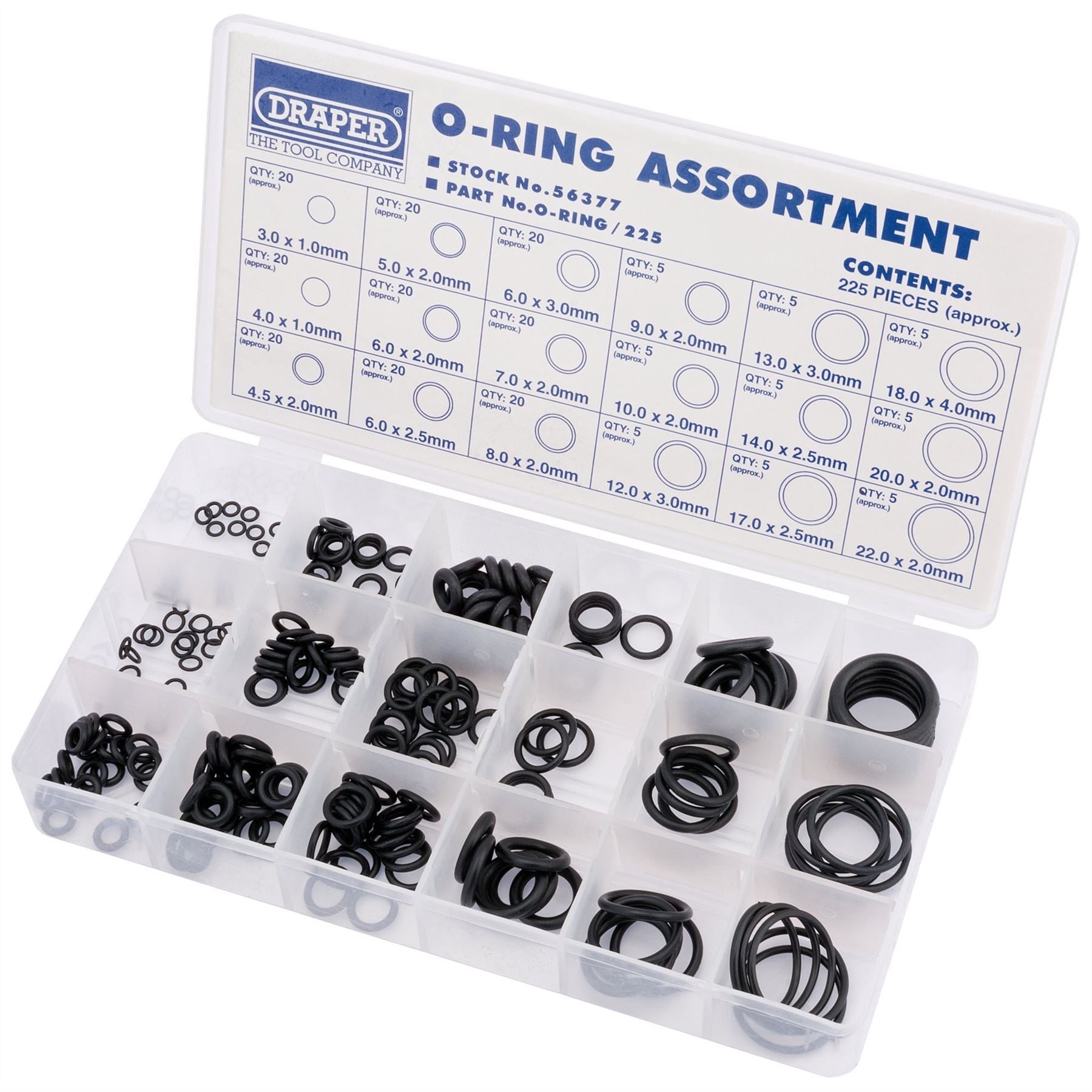 Draper 56377 O-Ring Assortment 225 Piece Draper