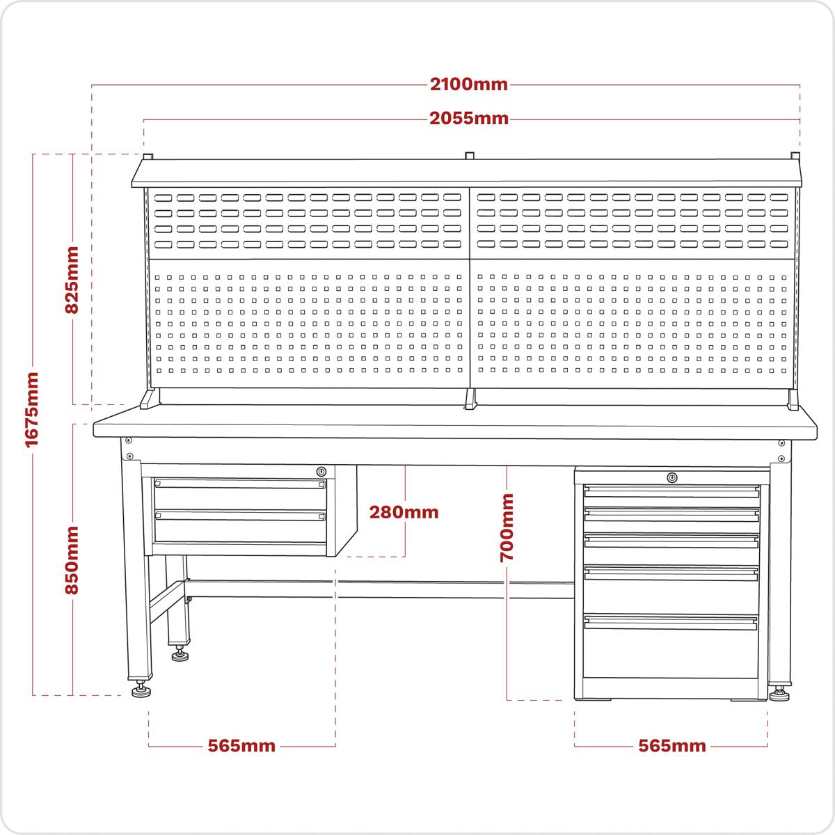 Sealey API2100COMB02 2.1m Complete Industrial Workstation & Cabinet Combo Sealey