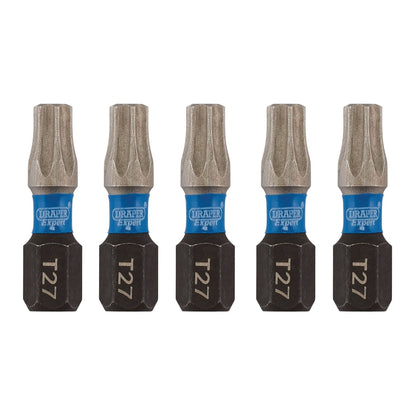 Draper 05495 Expert TX-STAR® Impact Screwdriver Bits T27 x 25mm 1/4" Hex Pack of 5 Draper